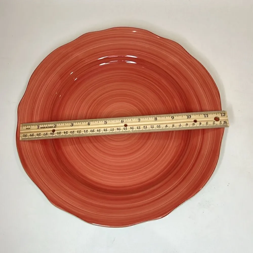 Franciscan Flora Rosa Red Charger Plate Portugal 12 In Round Scalloped Swirl